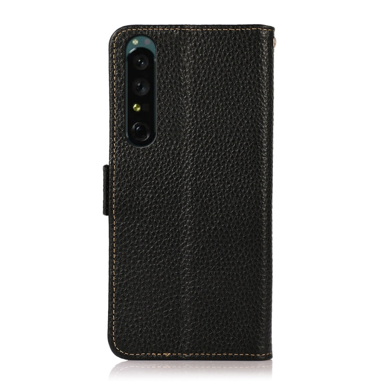KHAZNEH Custodia per telefono RFID in vera pelle Litchi magnetica laterale, For vivo Y75 5G, For Sony Xperia 1 IV