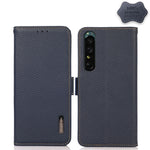 KHAZNEH Custodia per telefono RFID in vera pelle Litchi magnetica laterale, For vivo Y75 5G, For Sony Xperia 1 IV