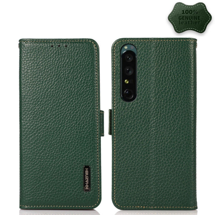 KHAZNEH Custodia per telefono RFID in vera pelle Litchi magnetica laterale, For vivo Y75 5G, For Sony Xperia 1 IV