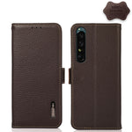 KHAZNEH Custodia per telefono RFID in vera pelle Litchi magnetica laterale, For vivo Y75 5G, For Sony Xperia 1 IV