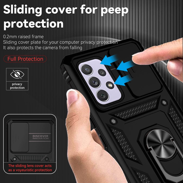 Custodia per telefono con supporto per camshield scorrevole, For Samsung Galaxy A53 5G, For Samsung Galaxy A72 5G / 4G, For Samsung Galaxy A73 5G