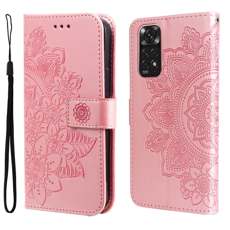 Custodia in pelle Flip orizzontale con motivo a fiori a 7 petali, For Xiaomi Redmi Note 11 4G(Global), For Xiaomi Redmi Note 11 Pro 4G, For OPPO Realme 9i / A36 4G / A76 4G(Global), For OPPO Realme 9 Pro+