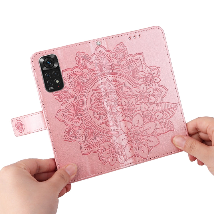 Custodia in pelle Flip orizzontale con motivo a fiori a 7 petali, For Xiaomi Redmi Note 11 4G(Global), For Xiaomi Redmi Note 11 Pro 4G, For OPPO Realme 9i / A36 4G / A76 4G(Global), For OPPO Realme 9 Pro+