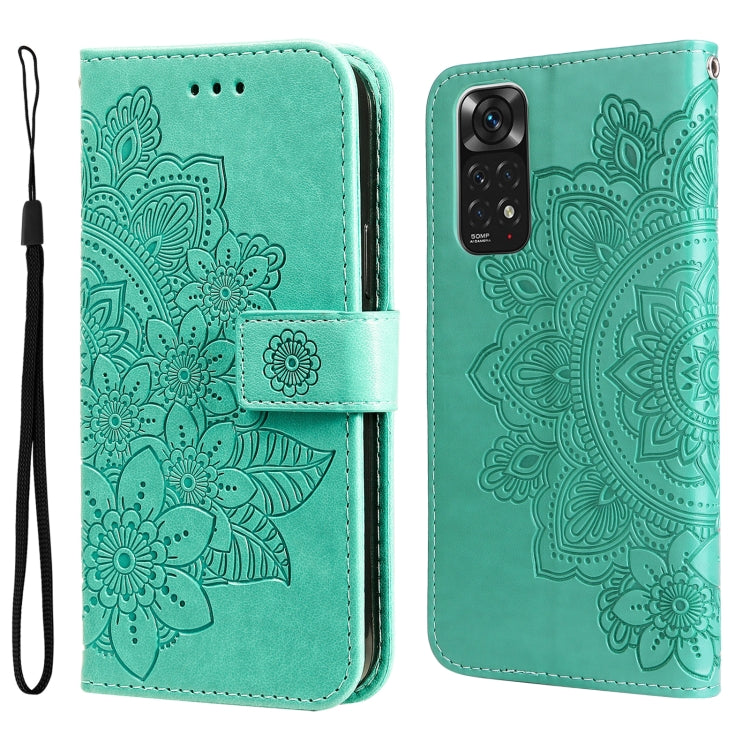 Custodia in pelle Flip orizzontale con motivo a fiori a 7 petali, For Xiaomi Redmi Note 11 4G(Global), For Xiaomi Redmi Note 11 Pro 4G, For OPPO Realme 9i / A36 4G / A76 4G(Global), For OPPO Realme 9 Pro+