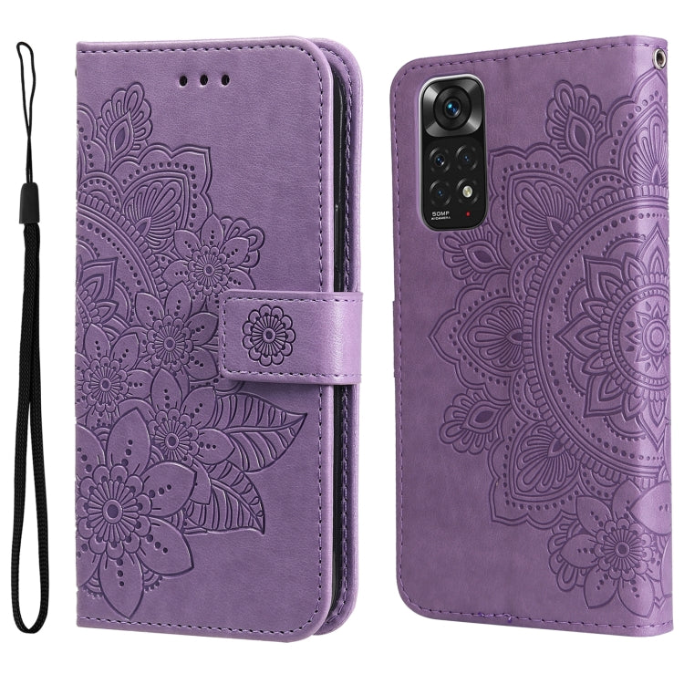 Custodia in pelle Flip orizzontale con motivo a fiori a 7 petali, For Xiaomi Redmi Note 11 4G(Global), For Xiaomi Redmi Note 11 Pro 4G, For OPPO Realme 9i / A36 4G / A76 4G(Global), For OPPO Realme 9 Pro+