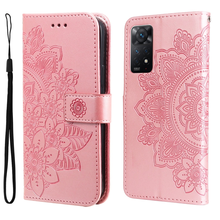Custodia in pelle Flip orizzontale con motivo a fiori a 7 petali, For Xiaomi Redmi Note 11 4G(Global), For Xiaomi Redmi Note 11 Pro 4G, For OPPO Realme 9i / A36 4G / A76 4G(Global), For OPPO Realme 9 Pro+