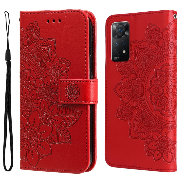 Custodia in pelle Flip orizzontale con motivo a fiori a 7 petali, For Xiaomi Redmi Note 11 4G(Global), For Xiaomi Redmi Note 11 Pro 4G, For OPPO Realme 9i / A36 4G / A76 4G(Global), For OPPO Realme 9 Pro+