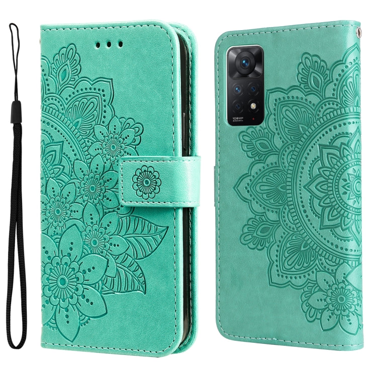 Custodia in pelle Flip orizzontale con motivo a fiori a 7 petali, For Xiaomi Redmi Note 11 4G(Global), For Xiaomi Redmi Note 11 Pro 4G, For OPPO Realme 9i / A36 4G / A76 4G(Global), For OPPO Realme 9 Pro+