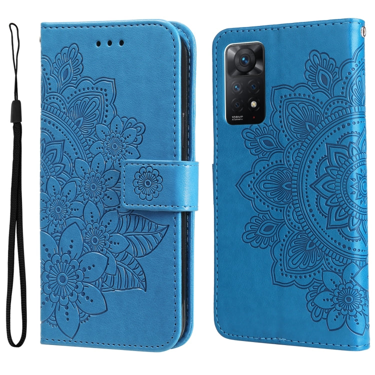 Custodia in pelle Flip orizzontale con motivo a fiori a 7 petali, For Xiaomi Redmi Note 11 4G(Global), For Xiaomi Redmi Note 11 Pro 4G, For OPPO Realme 9i / A36 4G / A76 4G(Global), For OPPO Realme 9 Pro+