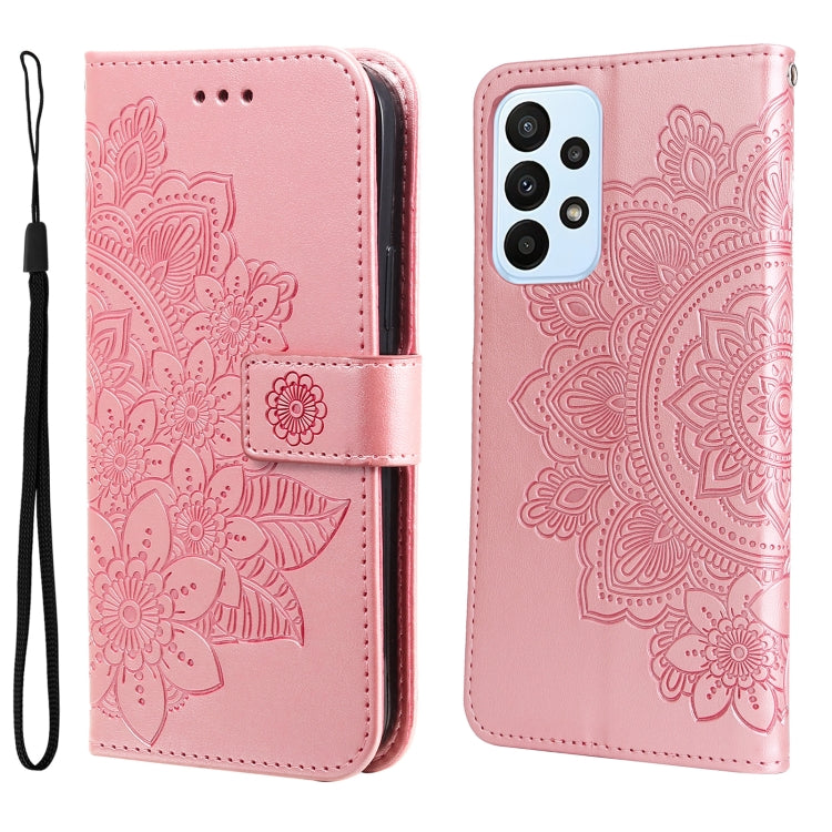 Custodia in pelle Flip orizzontale con motivo a fiori a 7 petali, For OPPO Realme GT2 Pro, For OPPO Realme 9 Pro/Realme V25, For Samsung Galaxy A23 /Galaxy M23/Galaxy F23, For Xiaomi Poco M4 Pro 4G
