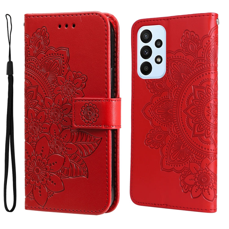 Custodia in pelle Flip orizzontale con motivo a fiori a 7 petali, For OPPO Realme GT2 Pro, For OPPO Realme 9 Pro/Realme V25, For Samsung Galaxy A23 /Galaxy M23/Galaxy F23, For Xiaomi Poco M4 Pro 4G