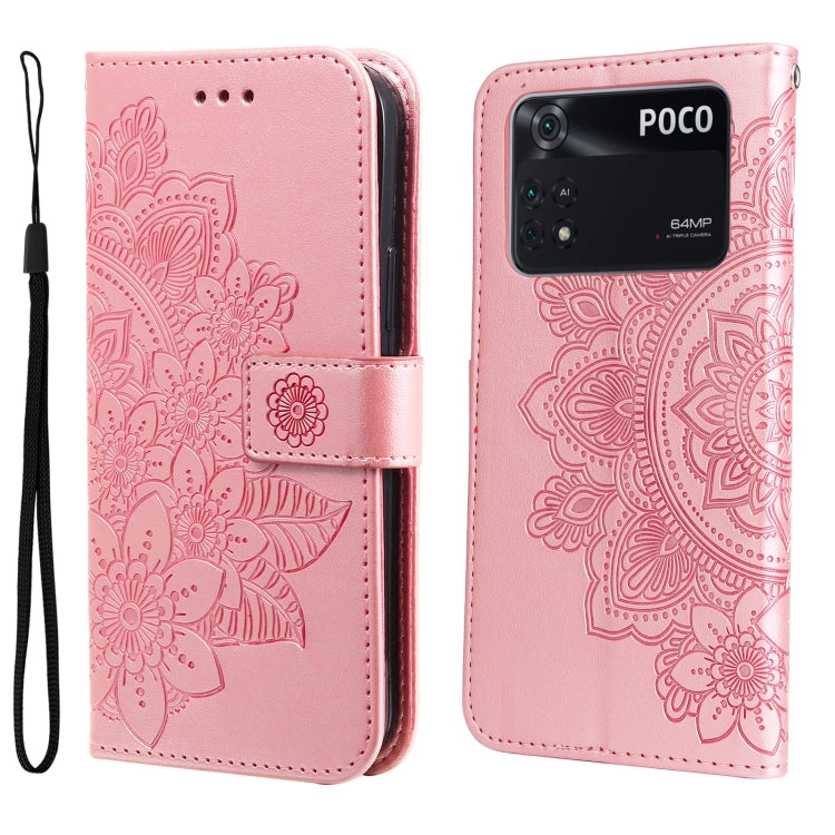 Custodia in pelle Flip orizzontale con motivo a fiori a 7 petali, For OPPO Realme GT2 Pro, For OPPO Realme 9 Pro/Realme V25, For Samsung Galaxy A23 /Galaxy M23/Galaxy F23, For Xiaomi Poco M4 Pro 4G