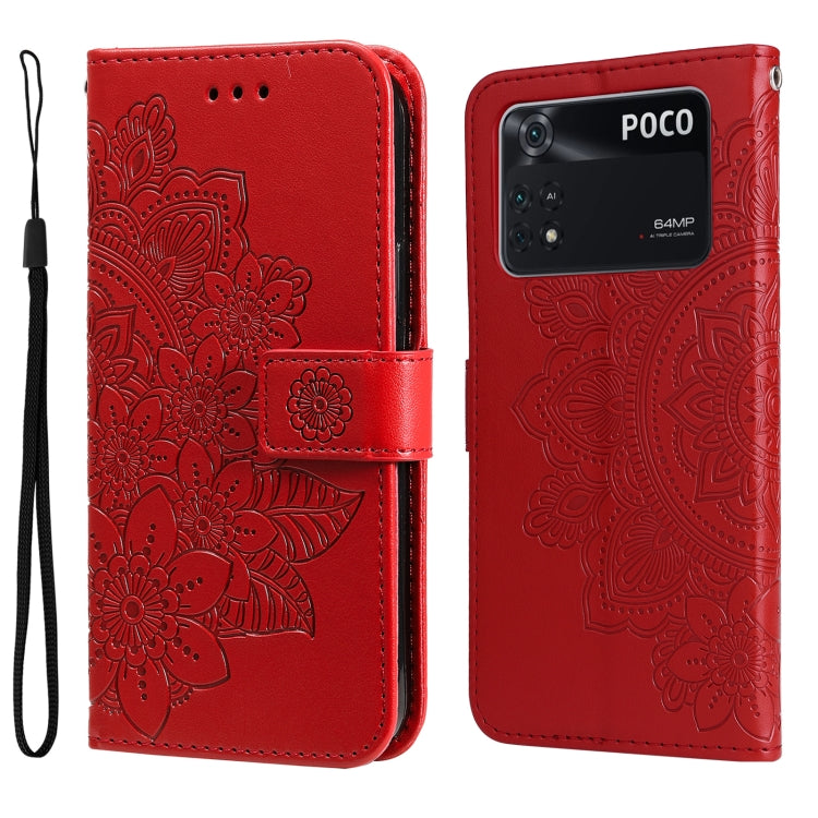 Custodia in pelle Flip orizzontale con motivo a fiori a 7 petali, For OPPO Realme GT2 Pro, For OPPO Realme 9 Pro/Realme V25, For Samsung Galaxy A23 /Galaxy M23/Galaxy F23, For Xiaomi Poco M4 Pro 4G