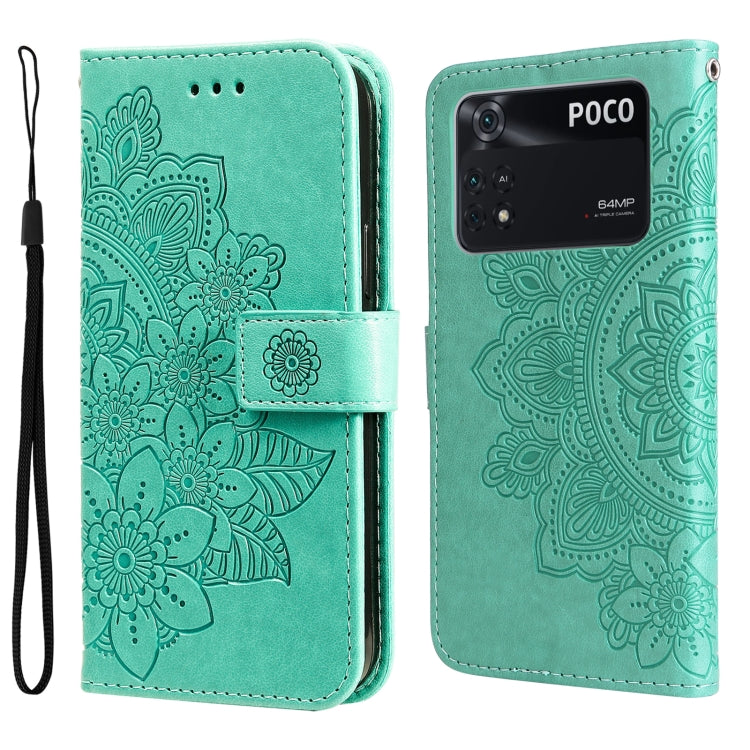 Custodia in pelle Flip orizzontale con motivo a fiori a 7 petali, For OPPO Realme GT2 Pro, For OPPO Realme 9 Pro/Realme V25, For Samsung Galaxy A23 /Galaxy M23/Galaxy F23, For Xiaomi Poco M4 Pro 4G