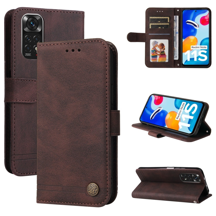 Custodia in pelle Flip orizzontale con bottone in metallo con albero della vita Skin Feel, For Xiaomi Redmi Note 11 4G(Global), For Xiaomi Redmi Note 11 Pro 4G, For OPPO Realme 9i / A36 4G / A76 4G(Global), For OPPO Realme GT2 Pro