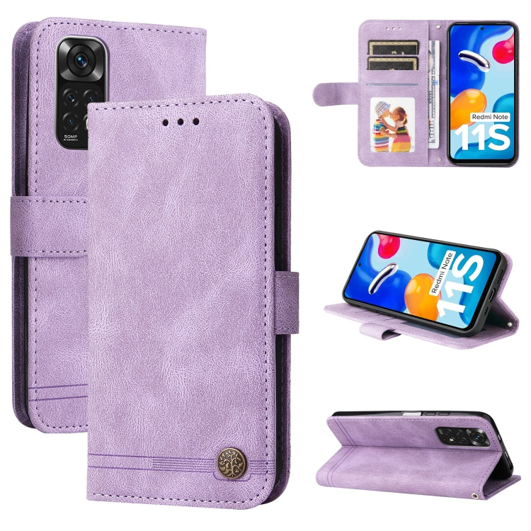 Custodia in pelle Flip orizzontale con bottone in metallo con albero della vita Skin Feel, For Xiaomi Redmi Note 11 4G(Global), For Xiaomi Redmi Note 11 Pro 4G, For OPPO Realme 9i / A36 4G / A76 4G(Global), For OPPO Realme GT2 Pro