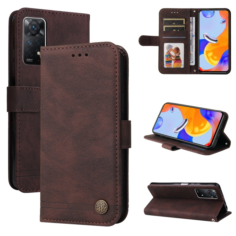 Custodia in pelle Flip orizzontale con bottone in metallo con albero della vita Skin Feel, For Xiaomi Redmi Note 11 4G(Global), For Xiaomi Redmi Note 11 Pro 4G, For OPPO Realme 9i / A36 4G / A76 4G(Global), For OPPO Realme GT2 Pro