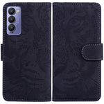 Custodia per telefono in pelle a vibrazione orizzontale con motivo a tigre in rilievo, For Tecno Camon 18 / 18P, For Tecno Camon 18 Premier, For Tecno Camon 18i, For Tecno Phantom X