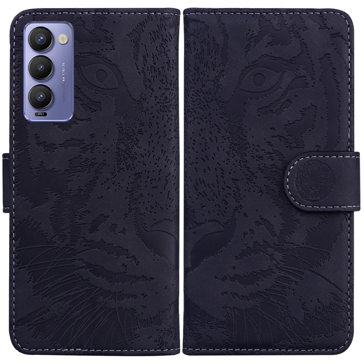 Custodia per telefono in pelle a vibrazione orizzontale con motivo a tigre in rilievo, For Tecno Camon 18 / 18P, For Tecno Camon 18 Premier, For Tecno Camon 18i, For Tecno Phantom X