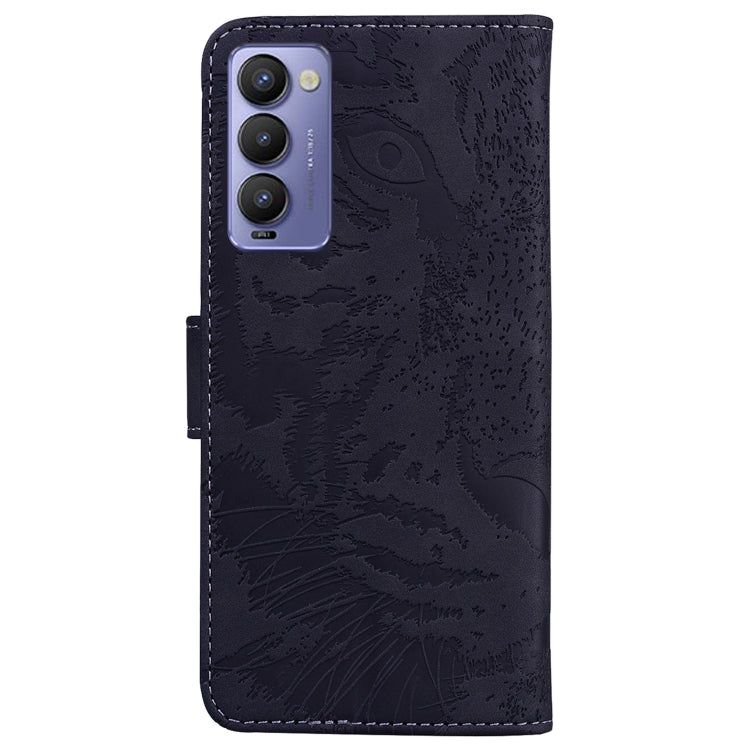 Custodia per telefono in pelle a vibrazione orizzontale con motivo a tigre in rilievo, For Tecno Camon 18 / 18P, For Tecno Camon 18 Premier, For Tecno Camon 18i, For Tecno Phantom X