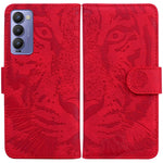 Custodia per telefono in pelle a vibrazione orizzontale con motivo a tigre in rilievo, For Tecno Camon 18 / 18P, For Tecno Camon 18 Premier, For Tecno Camon 18i, For Tecno Phantom X