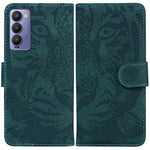 Custodia per telefono in pelle a vibrazione orizzontale con motivo a tigre in rilievo, For Tecno Camon 18 / 18P, For Tecno Camon 18 Premier, For Tecno Camon 18i, For Tecno Phantom X