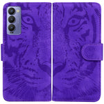 Custodia per telefono in pelle a vibrazione orizzontale con motivo a tigre in rilievo, For Tecno Camon 18 / 18P, For Tecno Camon 18 Premier, For Tecno Camon 18i, For Tecno Phantom X
