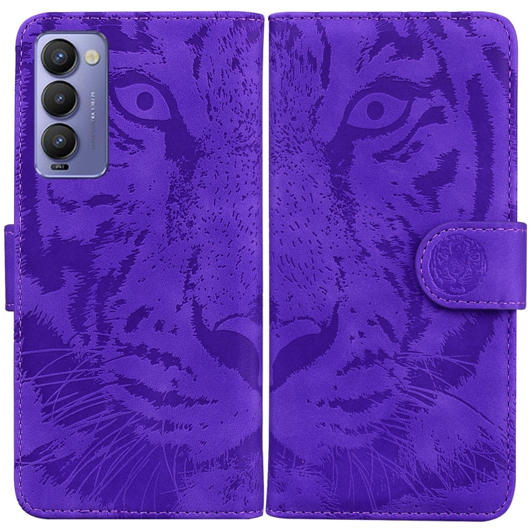 Custodia per telefono in pelle a vibrazione orizzontale con motivo a tigre in rilievo, For Tecno Camon 18 / 18P, For Tecno Camon 18 Premier, For Tecno Camon 18i, For Tecno Phantom X