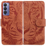 Custodia per telefono in pelle a vibrazione orizzontale con motivo a tigre in rilievo, For Tecno Camon 18 / 18P, For Tecno Camon 18 Premier, For Tecno Camon 18i, For Tecno Phantom X