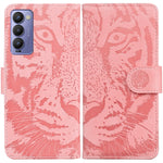 Custodia per telefono in pelle a vibrazione orizzontale con motivo a tigre in rilievo, For Tecno Camon 18 / 18P, For Tecno Camon 18 Premier, For Tecno Camon 18i, For Tecno Phantom X