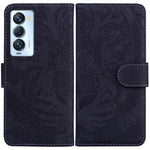 Custodia per telefono in pelle a vibrazione orizzontale con motivo a tigre in rilievo, For Tecno Camon 18 / 18P, For Tecno Camon 18 Premier, For Tecno Camon 18i, For Tecno Phantom X