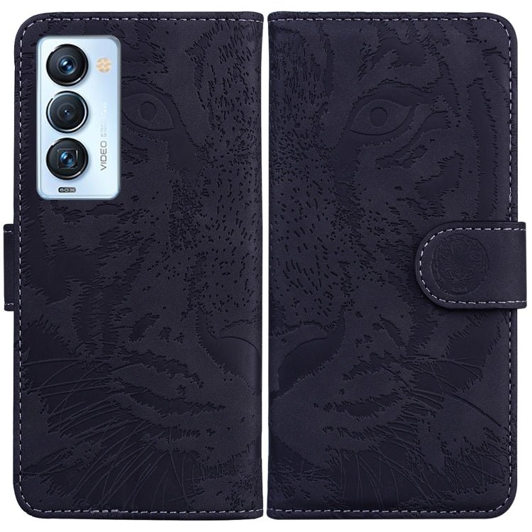 Custodia per telefono in pelle a vibrazione orizzontale con motivo a tigre in rilievo, For Tecno Camon 18 / 18P, For Tecno Camon 18 Premier, For Tecno Camon 18i, For Tecno Phantom X