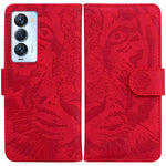 Custodia per telefono in pelle a vibrazione orizzontale con motivo a tigre in rilievo, For Tecno Camon 18 / 18P, For Tecno Camon 18 Premier, For Tecno Camon 18i, For Tecno Phantom X