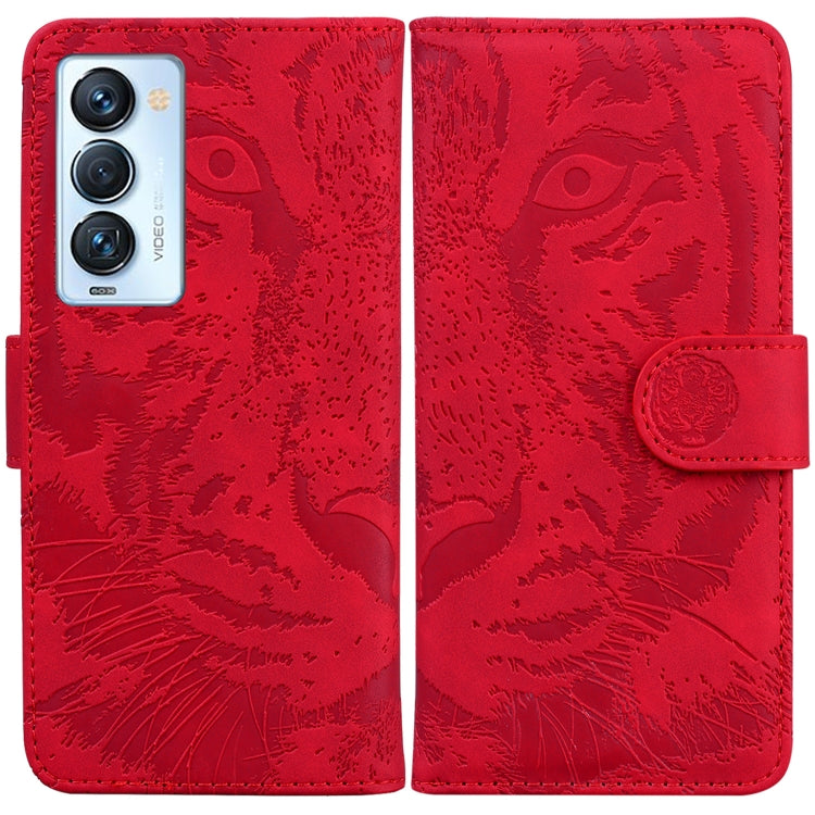 Custodia per telefono in pelle a vibrazione orizzontale con motivo a tigre in rilievo, For Tecno Camon 18 / 18P, For Tecno Camon 18 Premier, For Tecno Camon 18i, For Tecno Phantom X