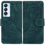 Custodia per telefono in pelle a vibrazione orizzontale con motivo a tigre in rilievo, For Tecno Camon 18 / 18P, For Tecno Camon 18 Premier, For Tecno Camon 18i, For Tecno Phantom X