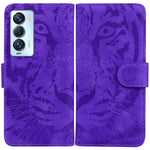 Custodia per telefono in pelle a vibrazione orizzontale con motivo a tigre in rilievo, For Tecno Camon 18 / 18P, For Tecno Camon 18 Premier, For Tecno Camon 18i, For Tecno Phantom X