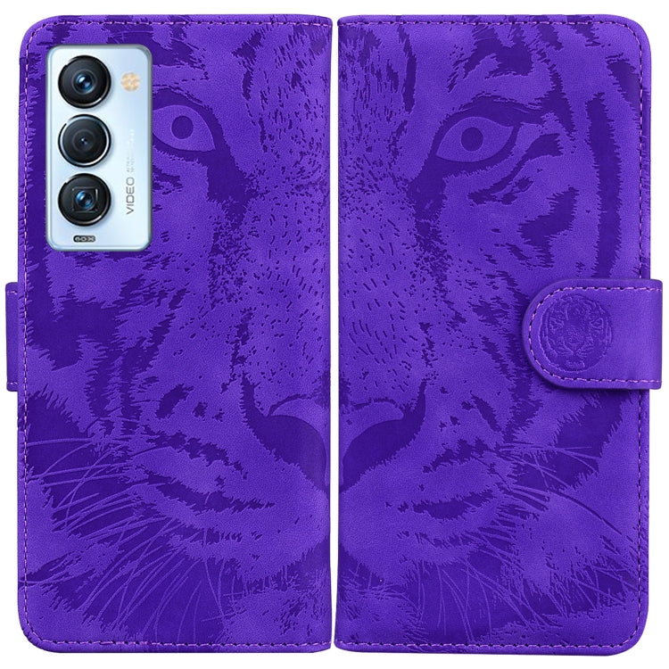 Custodia per telefono in pelle a vibrazione orizzontale con motivo a tigre in rilievo, For Tecno Camon 18 / 18P, For Tecno Camon 18 Premier, For Tecno Camon 18i, For Tecno Phantom X