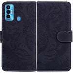 Custodia per telefono in pelle a vibrazione orizzontale con motivo a tigre in rilievo, For Tecno Camon 18 / 18P, For Tecno Camon 18 Premier, For Tecno Camon 18i, For Tecno Phantom X