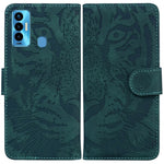 Custodia per telefono in pelle a vibrazione orizzontale con motivo a tigre in rilievo, For Tecno Camon 18 / 18P, For Tecno Camon 18 Premier, For Tecno Camon 18i, For Tecno Phantom X