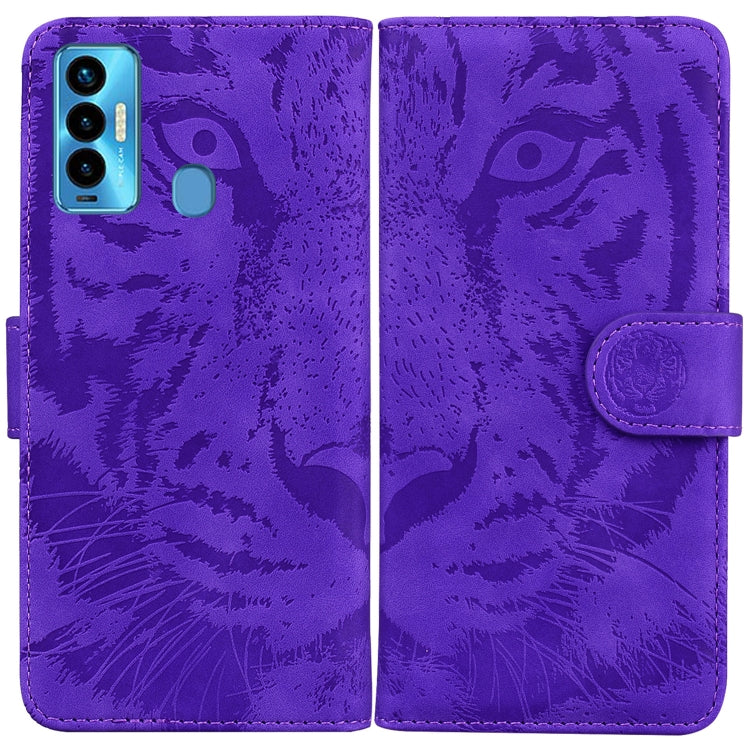 Custodia per telefono in pelle a vibrazione orizzontale con motivo a tigre in rilievo, For Tecno Camon 18 / 18P, For Tecno Camon 18 Premier, For Tecno Camon 18i, For Tecno Phantom X