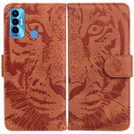 Custodia per telefono in pelle a vibrazione orizzontale con motivo a tigre in rilievo, For Tecno Camon 18 / 18P, For Tecno Camon 18 Premier, For Tecno Camon 18i, For Tecno Phantom X