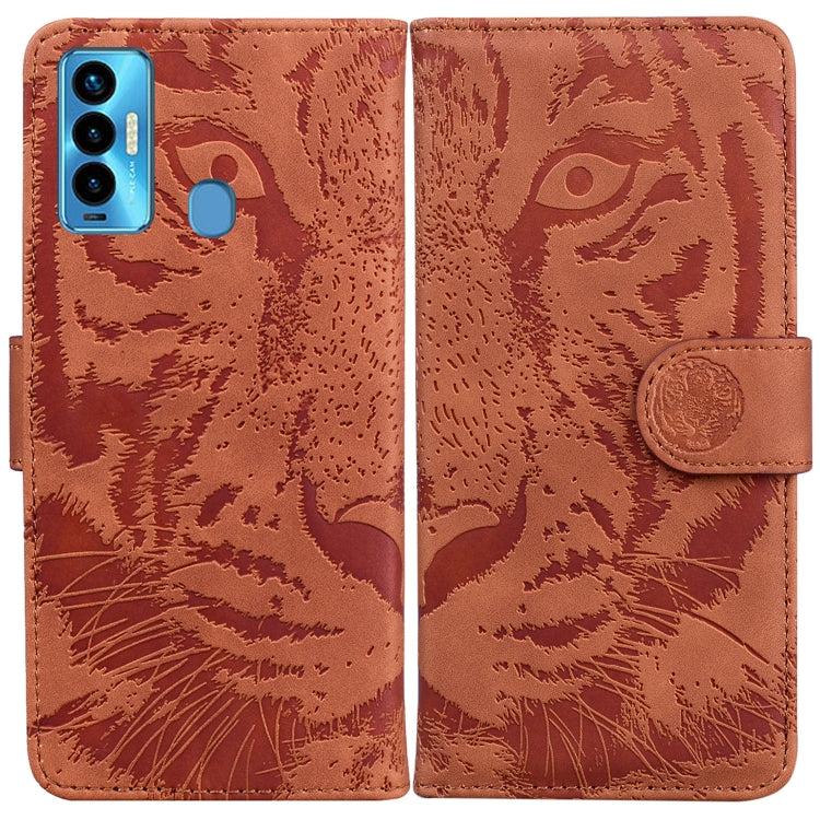 Custodia per telefono in pelle a vibrazione orizzontale con motivo a tigre in rilievo, For Tecno Camon 18 / 18P, For Tecno Camon 18 Premier, For Tecno Camon 18i, For Tecno Phantom X