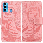 Custodia per telefono in pelle a vibrazione orizzontale con motivo a tigre in rilievo, For Tecno Camon 18 / 18P, For Tecno Camon 18 Premier, For Tecno Camon 18i, For Tecno Phantom X