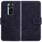 Custodia per telefono in pelle a vibrazione orizzontale con motivo a tigre in rilievo, For Tecno Camon 18 / 18P, For Tecno Camon 18 Premier, For Tecno Camon 18i, For Tecno Phantom X