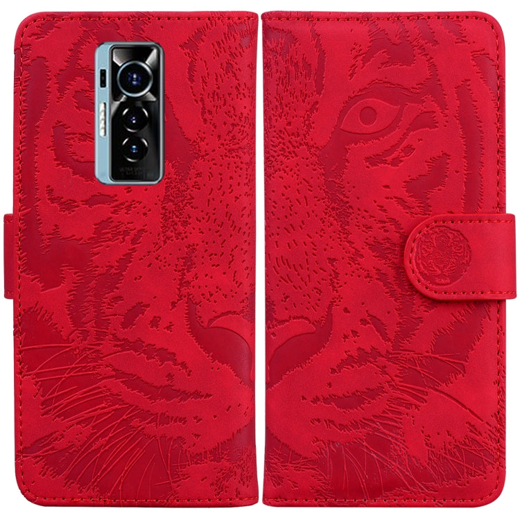 Custodia per telefono in pelle a vibrazione orizzontale con motivo a tigre in rilievo, For Tecno Camon 18 / 18P, For Tecno Camon 18 Premier, For Tecno Camon 18i, For Tecno Phantom X