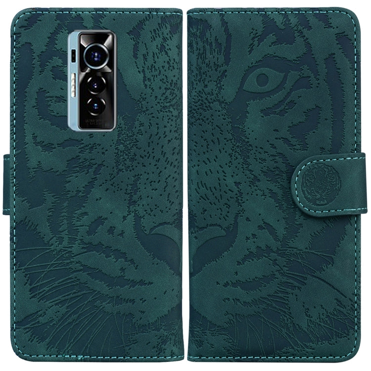 Custodia per telefono in pelle a vibrazione orizzontale con motivo a tigre in rilievo, For Tecno Camon 18 / 18P, For Tecno Camon 18 Premier, For Tecno Camon 18i, For Tecno Phantom X