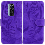 Custodia per telefono in pelle a vibrazione orizzontale con motivo a tigre in rilievo, For Tecno Camon 18 / 18P, For Tecno Camon 18 Premier, For Tecno Camon 18i, For Tecno Phantom X