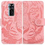 Custodia per telefono in pelle a vibrazione orizzontale con motivo a tigre in rilievo, For Tecno Camon 18 / 18P, For Tecno Camon 18 Premier, For Tecno Camon 18i, For Tecno Phantom X