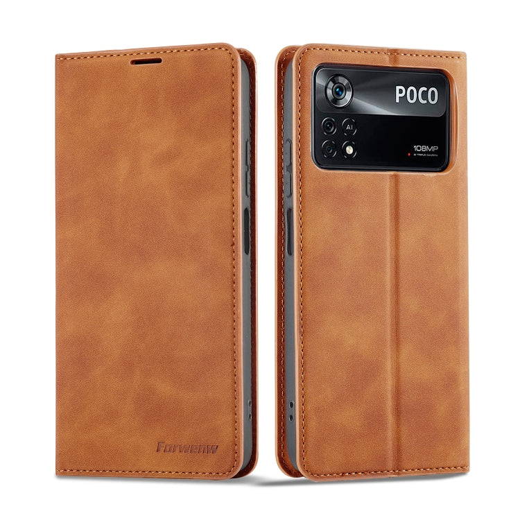 Forwenw Dream Series Custodia per telefono in pelle con forte magnetismo Oil Edge, For Xiaomi Poco X4 Pro 5G, For Xiaomi Redmi Note 11 4G Global, For Xiaomi Redmi Note 11 Pro 4G Global