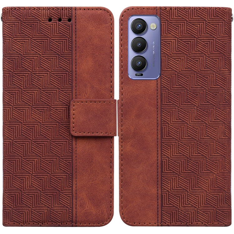 Custodia per telefono in pelle goffrata geometrica, For Tecno Camon 18 / 18P, For Tecno Camon 18 Premier, For Tecno Camon 18i, For Tecno Phantom X